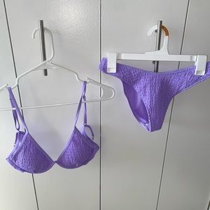 Lilac smocked Underwire Bikini